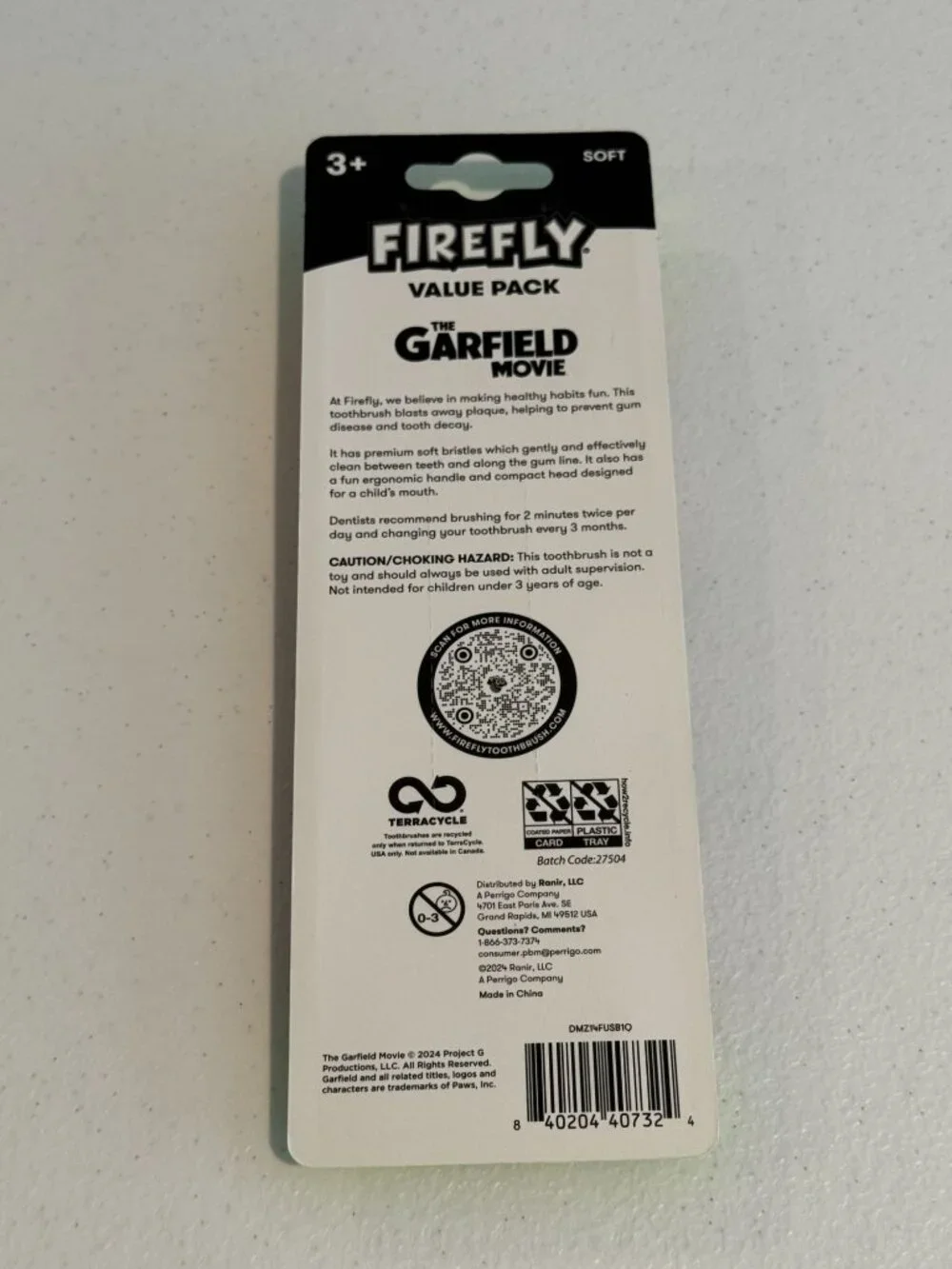Firefly Garfield Toothbrush 3 Pack Kids Soft Bristle Movie Oral Care New